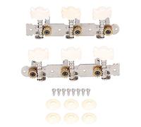 Plated Guitar Tuning Pegs, Dual Hole, Left & Right 3 - in - Line Tuners for Classical Folk Guitars - Durable Copper Gear, Easy Install, Silver Finish