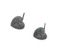 Plated Heart Crosses Earrings with Simulated Blue Turquoise | Dazzling Cubic Zirconia Stones and Rhinestones, Fashion Ear Jewelry for Women and Girls, Daily Wear