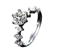Plated Round Promise Moissanite Diamond Ring Weeding Ring Engagement Imitation Silver 925 for Women Made Solitaire Sterlings with Platinums Rings Ctr Ring Women (Multicolor, One Size)