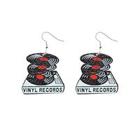 Plated Small Earrings Retro Tape Records Hip Hop Style Nostalgic Fashion Versatile Earrings For Women Funky Necklace (A, One Size)