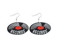 Plated Small Earrings Retro Tape Records Hip Hop Style Nostalgic Fashion Versatile Earrings For Women Funky Necklace (B, One Size)