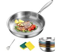 Plateful Titanium Pan with Lid, 100% Pure Titanium Nutri-Pan, Titaniums Hammered Pans Pro, Multifunctional Nonstick Skillet, Ultra-Durable, Dishwasher-Safe for Home Cooking(No lid,26cm)