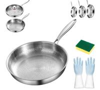 Plateful Titanium Pan with Lid, Hammered Titanium Pans for Cooking Non Stick, Plateful PureTitanium Pan, Ultra-Durable & Scratch-Resistant, Perfect for Every Cooktop (Without Cover,11.02in / 28cm)