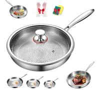 Platefull Titanium Pan, 2026 Upgrade to 100% Non-Toxic Titanium Pan, Ultra-Durable, Non Stick Chemical-Free, Extreme Heat-Resistant, Compatible with All Cooktops (10.23in/26cm,with Lid)