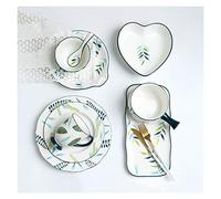 Plates 14 Piece Hand-Painted Plants Dinnerware Sets Elegant Couple Ceramic Plates Set and Dishes Set Household Pastoral Style Dinner Plate Sets Dinner Plates Household Plates Kitchenware/14 Pi