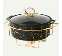 Plates For Holiday Buffets, Round Heating Tray For Buffet, Ceramic Stove With Marble Finish And Glass Cover ~/,Black (Black)