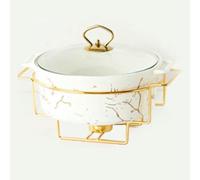 Plates For Holiday Buffets, Round Heating Tray For Buffet, Ceramic Stove With Marble Finish And Glass Cover ~/,Black (White)