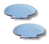 Plates Set of 2 Sauce Dish Ocean Starfish Shell Fish Shape Ceramic Appetizer Plates Snack Fruit Sushi Dessert Plates Dinnerware Trays Home Decoration Small Plates(B)