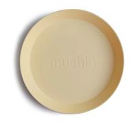 Mushie Dinnerware Plates for Kids | Tableware Set of 2 | Reusable BPA Free | Dishwasher & Microwave Safe | Made in Denmark | Round (Pale Daffodil)