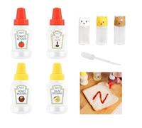 PLATEYTR 6pcs Mini Sauce Bottles, Portable Squeeze Bottles for Condiments, 13g Sauce Containers for Lunch Box, Work, School, Picnic