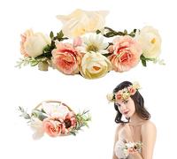 PLATEYTR Garland Bracelet Adjustable Garland Garland Headband Bracelet Bracelet Halo Floral Headpiece Women Girls Birthday Wedding Holiday Party Decoration