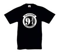 Platform 9 3/4 T Shirt King's Cross Station Harry Potter Fan Birthday Gift for Boys or Girls Tshirt Age 2-3 to Age 12-13 (Age 7-8, Black)