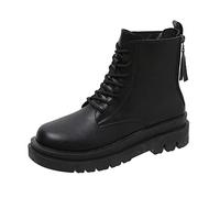 Platform Ankle Boots Women's Lace-Up Boots Ankle Shoes Pure Colour Simplicity Short Boots Fashion Round Toe Slip-On Boots Warm Winter Boots with Back Zip Best Fitting, black, 8.5 UK