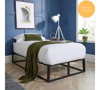 Platform Bed And Mattress Metal Frame With Slatted Support Black Home Source Black Small Double