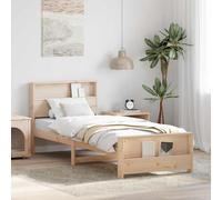 Platform bed frame Brown Solid Pine Engineered Wood Small Single 80x200cm Sturdy