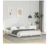 Platform Bed Frame Low Profile White Solid Pine Wood 160x210 cm No Boxspring UK