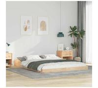 Platform Bed Frame Natural 150x200 cm. Solid Pine Wood Rustic Low Profile 220kg
