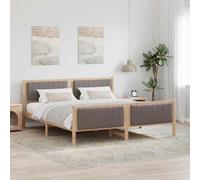 Platform Bed Frame Natural Taupe 180x200 cm Solid Pine Wood Upholstered w/Head.