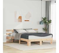 Platform Bed Frame Solid Pine Wood Brown Super King 160x200cm with Drawer incl. [EEK: A]