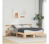 Platform Bed Frame Super King 135x190cm Natural Solid Pine Wood with Drawer incl [EEK: A]