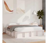 Platform Bed Frame White 160x200 cm Solid Pine Wood Modern Low Profile Durable.