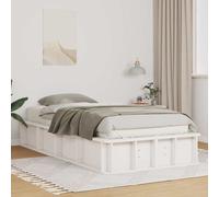 Platform Bed Frame White Solid Pine Wood 100x200cm Modern Twin Slatted Assembly