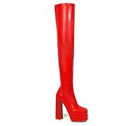 Platform Boots for Women, Heeled Boots Chunky Heel Booties Round Toe High Heel Boots Women's Platform Over The Knee Boots