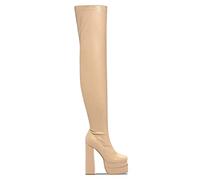 Platform Boots for Women, Heeled Boots Heel Booties Round Toe High Heel Boots Women's Platform Over The Knee Boots