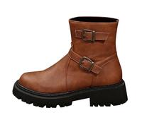 Platform Boots for Women Side Zipper Flatform Casual Boot Shoes Orange