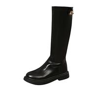 Platform Boots Women's Knee-High Boots Overknee Boots Retro Pure Colour Patent Leather Riding Boots Ankle Boots Women with Low Heel Fashion Worker Boots Durable Simplicity Versatile, black, 8 UK