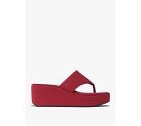 Platform Burnt Berry Toe Post Wedge Sandals - Fuschia Leather / 4