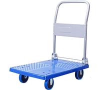 Platform Cart with Plastic Deck, Transport Trolley, Quiet Wheels & Foldable Metal Handle, Perfect for Office/Worhop Use, Easy to Move