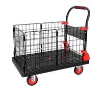 Platform Cart with Removable Steel Guardrails and Quiet Wheels for Easy Transport and StoPerfect for Home and Warehouse Use