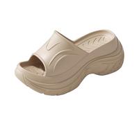 Platform Cloud Slides for Women Cushion Recovery Pillow Sandals, Memory Foam Arch Support Slippers Non-Slip Comfort Quick Drying Thick Sole Shoes Slip on Summer Vacation Shoes (2-Khaki, 3.5)