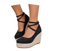 Platform Dance Shoes for Women, Chunky Bridal Shoes with Straps, Traditional High Heels, Elegant Comfortable Holiday Shoes with Heel for October, black, 8 UK