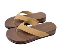 Platform Flip Flops Women, Beach Flip Flops Womens, Stitched Strap Flip-Flop, Open Toe Slip-On Footwear, Dual-Tone Thong Slides For Poolside Lounging, Summer Vacation Trips And Casual Errands