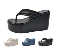 Platform Flip Flops Women's Y2K Sandals Women's Summer Toe Separator Plain Summer Shoes Comfortable Wedge Sandals Lightweight Muffin Sandals Super Soft Slippers Platform Beach Sandals Mother's Day