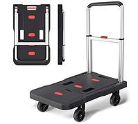 Platform Hand Truck Portable Trolly - Fully Folded Compact Push Cart, 330lbs Capacity Heavy Duty Dolly Practical Handling Tools for Household Industrial, Noise Reduction Office Moving Truck