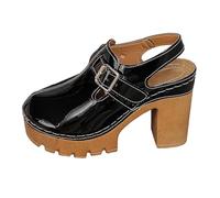 Platform Heel Sandals For Women, Block Heel Sandals For Women Leather, Chunky Heeled Mule Sandal Closed Toe High Heeled Sandal Waterproof Platform Shoes Comfortable Casual Beach Shoes