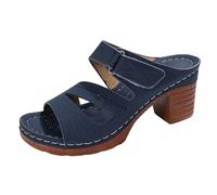 Platform Heels for Women Studded Platform High Heel Stylish Roman Block Heel Sandals with Buckle Ankle Strap