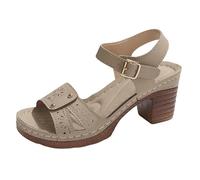 Platform Heels for Women Studded Platform High Heel Stylish Roman Block Heel Sandals with Buckle Ankle Strap