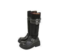 Platform Knee-High Boots for Women, Slip-Resistant Thick Sole Combat Riding Boots, for Commute, Travel, Festival Outfits,Black,4.5 UK