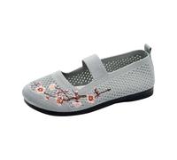 Platform Loafers for Women Black Work Shoes Dress Casual Shoes for Women Wide Summer Skeleton Mesh One Foot Stirrup Ethnic Style Leisure Fly Weaving Embroidery Leisure Modern Casual (Green,4)