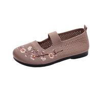Platform Loafers for Women Black Work Shoes Dress Casual Shoes for Women Wide Summer Skeleton Mesh One Foot Stirrup Ethnic Style Leisure Fly Weaving Embroidery Leisure Modern Casual (Coffee,6)