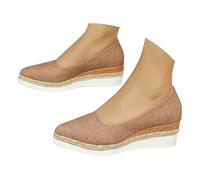 Platform Loafers for Women Ladies Slip On Shoes Women‘s ’Spring And Autumn New Slope With Single Shoes Female Shallow Mouth Pointed Head Woven High Heels Outside The Size Of The Big Yards Ladies