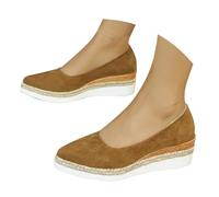 Platform Loafers for Women Ladies Slip On Shoes Women‘s ’Spring And Autumn New Slope With Single Shoes Female Shallow Mouth Pointed Head Woven High Heels Outside The Size Of The Big Yards Ladies