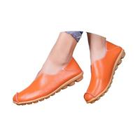 Platform Loafers for Women,Solid Color Non Slip Low Top Moccasins Chunky Penny Loafer Slip On Loafers Women Comfortable Flats Lightweight Casual Round Toe Business Work Shoes Orange