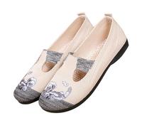 Platform Mary Janes Flat Shoes for Women UK Wedge Flip Flop Women's Spring and Summer Single Shoes Breathable Comfortable Mum Soft Bottom Non Slip Retro Walking Casual Canvas Shoe (Grey,41)