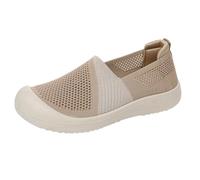 Platform Mary Janes Wide Shoes for Elderly Women Sandal Shoes Women's New Mesh Mesh Hollow Breathable Lightweight Mother Soft Bottom Non Slip Casual Lady Walking Sneaker (Khaki,41)