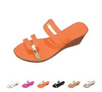 Platform Mules Women's Summer Sandals Women's Summer Elegant Modern Women's Sandals Comfortable Slippers Slip On Summer Mules Wedge Heel Women's Sandals Platform Women's Shoes for Mother's Day, orange